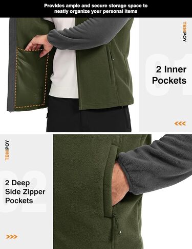 TBMPOY Men's Fleece Jacket Full Zip Lightweight Jackets Fall Winter Casual Warm Coat 4 Pockets for Hiking Outdoor in Saudi Arabia