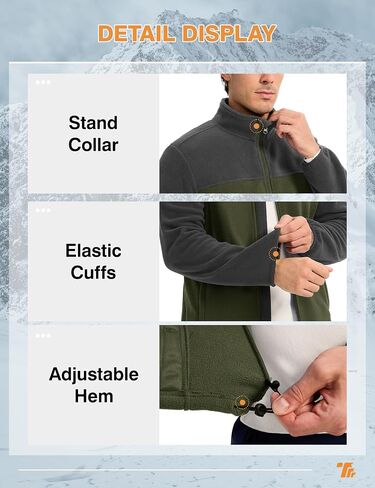 TBMPOY Men's Fleece Jacket Full Zip Lightweight Jackets Fall Winter Casual Warm Coat 4 Pockets for Hiking Outdoor in Saudi Arabia