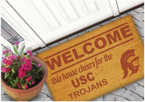KH Sports Fan USC Trojans Welcome Coir ممسحة، 18x30 بوصة، سجادة Trojans الخارجية؛ أظهر روح فريقك مع ممسحة أرجل تروجانز الفريدة من نوعها من جنوب كاليفورنيا in Saudi Arabia