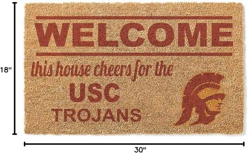 KH Sports Fan USC Trojans Welcome Coir ممسحة، 18x30 بوصة، سجادة Trojans الخارجية؛ أظهر روح فريقك مع ممسحة أرجل تروجانز الفريدة من نوعها من جنوب كاليفورنيا in Saudi Arabia