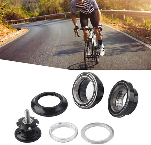 34mm Bike Headset, Tapered Road Bike Fork Headset, Stack Bike Bearing Headset, Aluminum Alloy Front Fork Stem Headset Accessories for 28.6mm Straight Steerer Fork Bearing in Saudi Arabia