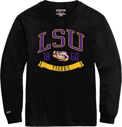 تي شيرت JanSport NCAA مرخص رسميًا بأكمام طويلة للرجال، تي شيرت ناعم ومسامي من القطن المنكمش مسبقًا برقبة مستديرة in Saudi Arabia