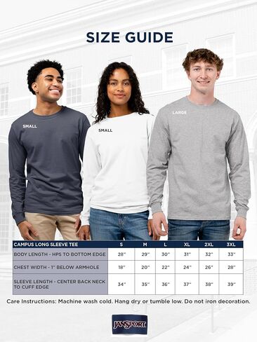 تي شيرت JanSport NCAA مرخص رسميًا بأكمام طويلة للرجال، تي شيرت ناعم ومسامي من القطن المنكمش مسبقًا برقبة مستديرة in Saudi Arabia