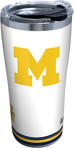 كوب Tervis ثلاثي الجدران من جامعة ميشيغان UM Wolverines معزول يحافظ على المشروبات باردة وساخنة، 20oz - ستانلس ستيل، القطب الشمالي in Kuwait