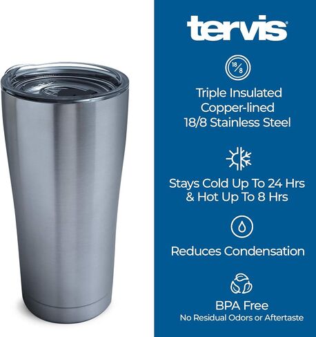 كوب Tervis ثلاثي الجدران من جامعة ميشيغان UM Wolverines معزول يحافظ على المشروبات باردة وساخنة، 20oz - ستانلس ستيل، القطب الشمالي in Kuwait