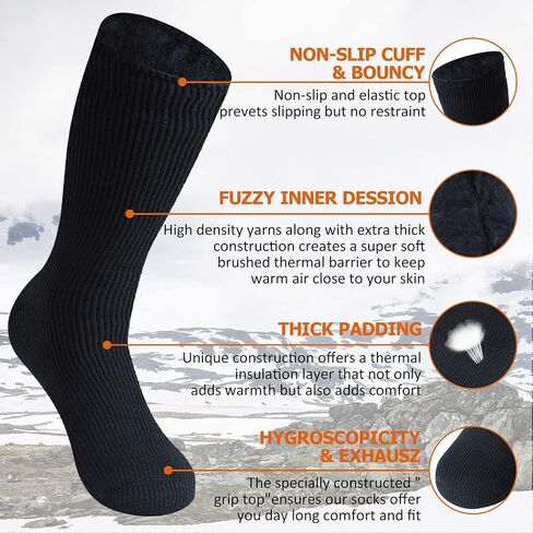 2 Pack Mens Winter Warm Thick Thermal Socks for Women Full Cushioned Insulated Heated Crew Boot Socks for Hiking Skiing in Saudi Arabia