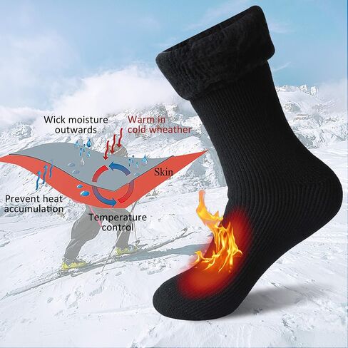 2 Pack Mens Winter Warm Thick Thermal Socks for Women Full Cushioned Insulated Heated Crew Boot Socks for Hiking Skiing in Saudi Arabia