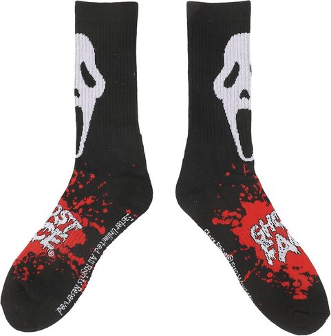 Bioworld Ghostface Mask With Text and Splatter Mens Athletic Crew Socks in Saudi Arabia