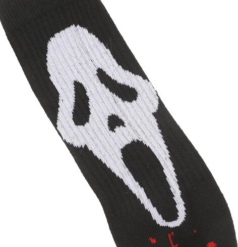Bioworld Ghostface Mask With Text and Splatter Mens Athletic Crew Socks in Saudi Arabia