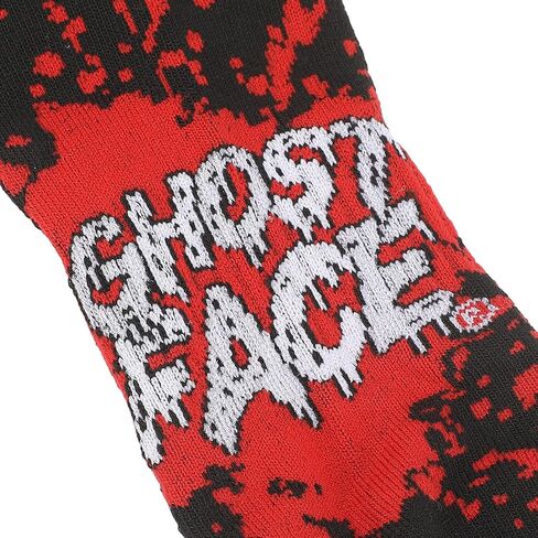 Bioworld Ghostface Mask With Text and Splatter Mens Athletic Crew Socks in Saudi Arabia