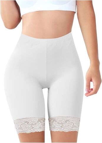 Slip Shorts for Women High Waist Lace Leggings Shorts Soft Stretch Boyshorts Panties Under Dress Underwear Yoga Shorts in Saudi Arabia