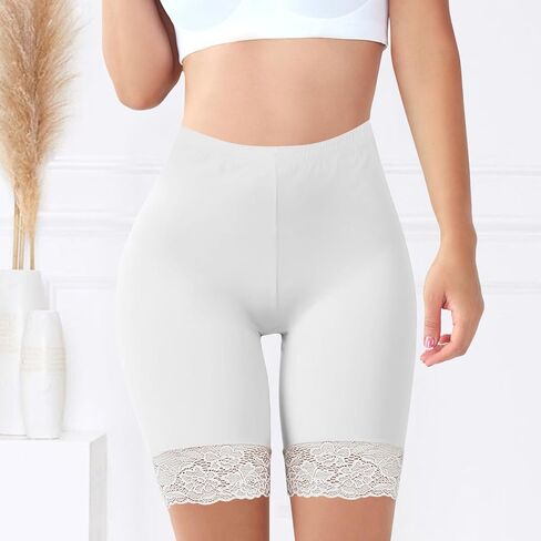 Slip Shorts for Women High Waist Lace Leggings Shorts Soft Stretch Boyshorts Panties Under Dress Underwear Yoga Shorts in Saudi Arabia
