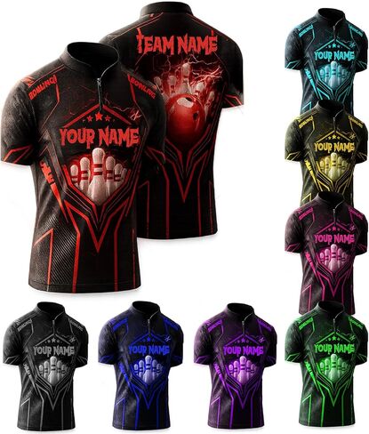 NAZENTI Personalized Bowling Jersey 3D for Team, Custom Bowling Shirts with Name Team Name in Saudi Arabia