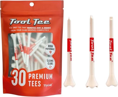 تي شيرتات جولف فاخرة من Tool Tee (30 عبوة) - ملحقات بلاستيكية على شكل جولة - طرف منظف أخدود مدمج - متين، يقلل الاحتكاك للنوادي in Saudi Arabia