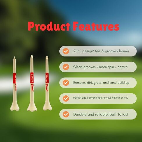 تي شيرتات جولف فاخرة من Tool Tee (30 عبوة) - ملحقات بلاستيكية على شكل جولة - طرف منظف أخدود مدمج - متين، يقلل الاحتكاك للنوادي in Saudi Arabia
