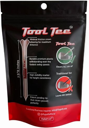 تي شيرتات جولف فاخرة من Tool Tee (30 عبوة) - ملحقات بلاستيكية على شكل جولة - طرف منظف أخدود مدمج - متين، يقلل الاحتكاك للنوادي in Saudi Arabia