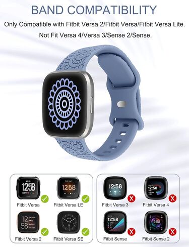 Floral Pattern Engraved Bands Compatible with Fitbit Versa 2/Versa Straps Women Men, Cute Soft Breathable Sport Silicone Band with Fancy Boho Henna Pattern in Saudi Arabia