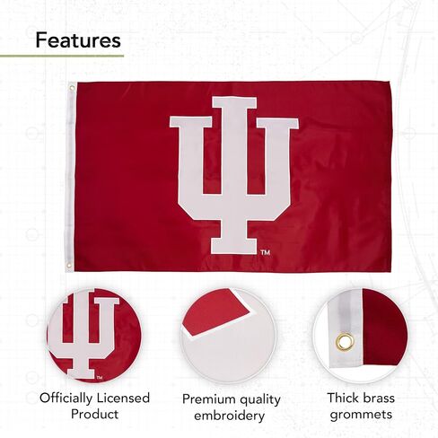 Desert Cactus Indiana University Flag – 3x5 Ft Embroidered Nylon Banner for Indoor/Outdoor Use, Hoosiers Design, for Events and Home Décor (Embroidered 3) in Saudi Arabia