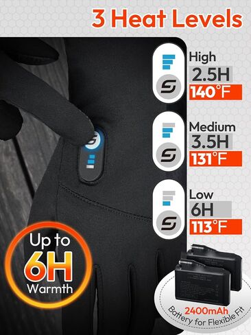 Heated Gloves for Men Women with 7.7V 2400mAh Rechargeable Battery Thin Liner Work Thermal Winter Heating with Touchscreen in Kuwait
