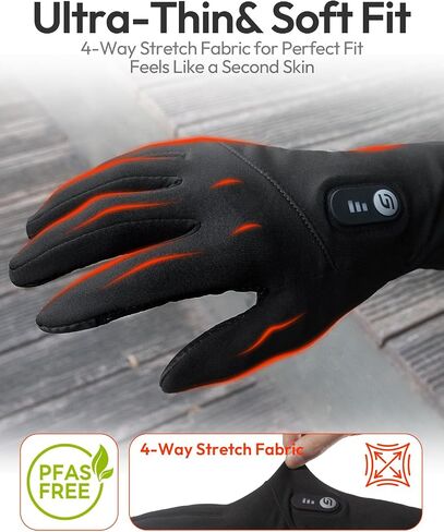 Heated Gloves for Men Women with 7.7V 2400mAh Rechargeable Battery Thin Liner Work Thermal Winter Heating with Touchscreen in Kuwait