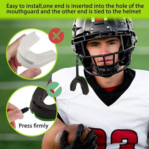 Thinp 5 Pcs Football Mouth Guard Strap Only, Tether for Mouth Guard Universal Mouthguard Tether for Football Rugby Hockey Basketball Boxing Taekwondo (Black) in Saudi Arabia
