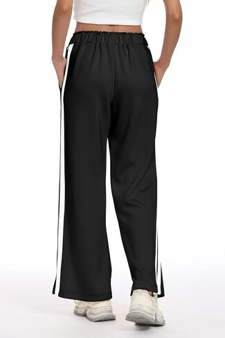 KevaMolly المرأة واسعة الساق Sweatpants الجانب مخطط عالية الخصر السراويل الفضفاضة الرباط صالة السراويل الترنك رياضية الركض in Saudi Arabia