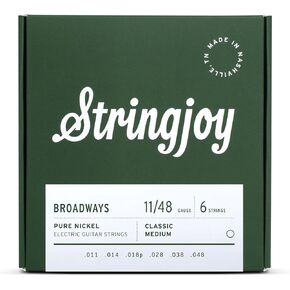 Stringjoy BR1046 برودوايز أوتار جيتار كهربائي من النيكل النقي، 10-46 مقياس الضوء الكلاسيكي، متين، أوتار جيتار لتعزيز النغمة واللعب السلس، أوتار جيتار كهربائي مجموعة 6 أوتار، عبوتان in Kuwait