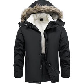 Men's Winter Warm Parka, Windproof Hooded Coat with Zip Pockets for Outdoor Hiking Skiing in Saudi Arabia