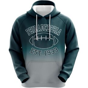 Football Hoodie Fade Color Soft Classic Pullover Hooded Sweatshirt,City Style Unisex Fans Sweatshirt Gift M-3XL in Saudi Arabia
