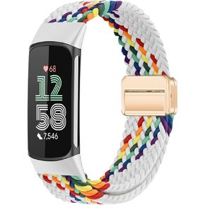 مجدول مغناطيسي متوافق مع Fitbit Charge 6 / Fitbit Charge 5 للرجال والنساء، حزام رياضي مرن قابل للتعديل من النايلون قابل للتمدد من أجل fitbit Charge 6/5 in Kuwait