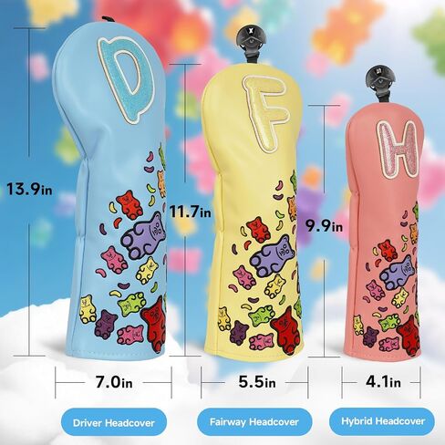 Golf Club Covers for Woods and Driver, Gummy Bears Pattern Headcover, Golf Headcovers for Kids Youth Girls Boys in Saudi Arabia
