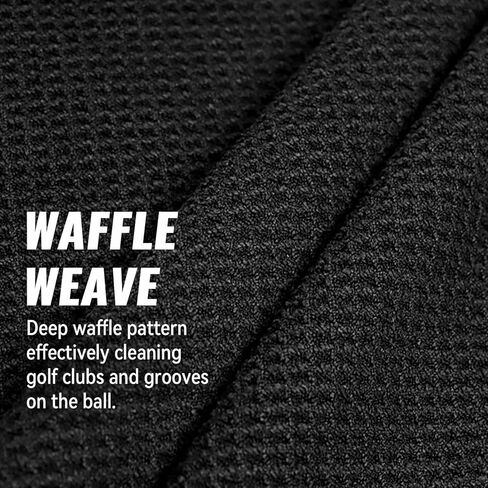 Magnetic Golf Towel, 18" x 18" Waffle Weave Golf Towel with Detachable Clip, Easy to Clean Quick Dry, Magnetic Towel for Golf Bag Cart (Black) in Saudi Arabia