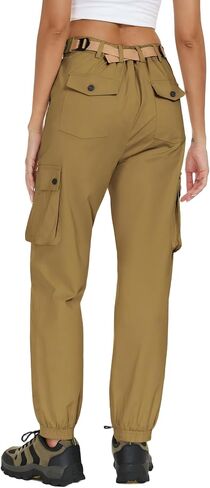 Women's Cotton Cargo Pants High Waist Adjustable Outdoor Hiking Pants with Pockets Stretch Travel Work Casual Pants in Saudi Arabia