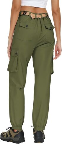 Women's Cotton Cargo Pants High Waist Adjustable Outdoor Hiking Pants with Pockets Stretch Travel Work Casual Pants in Saudi Arabia