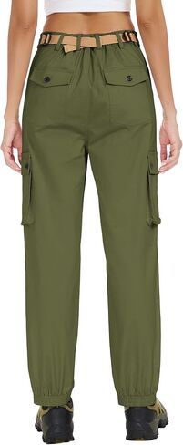 Women's Cotton Cargo Pants High Waist Adjustable Outdoor Hiking Pants with Pockets Stretch Travel Work Casual Pants in Saudi Arabia