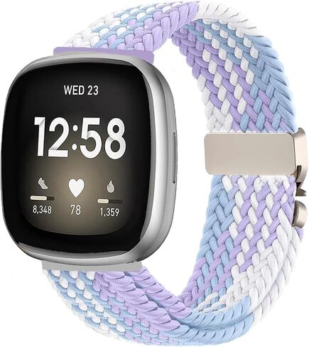 حزام مجدول من النايلون متوافق مع Fitbit Versa 3/Versa 4، شريط مطاطي لـ Fitbit Sense 2/Sense in Kuwait