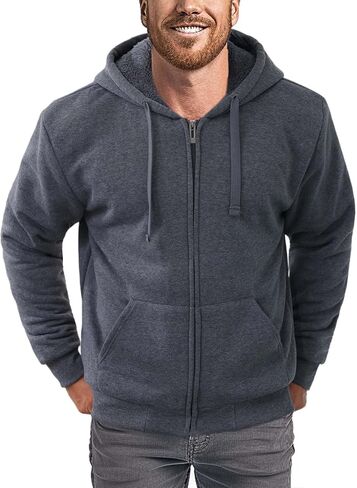 ZeroStage Heavyweight Full Sherpa Fleece Lined Hoodies for Men Zip Up Jacket, Winter Thick Sweatshirt in Saudi Arabia