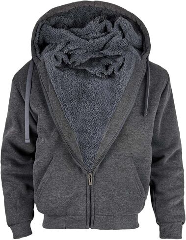 ZeroStage Heavyweight Full Sherpa Fleece Lined Hoodies for Men Zip Up Jacket, Winter Thick Sweatshirt in Saudi Arabia