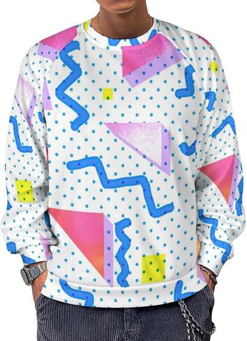 80s Retro Style Sweatshirt, Men 90s Vintage Crewneck Activewear Classic Pullover in Saudi Arabia