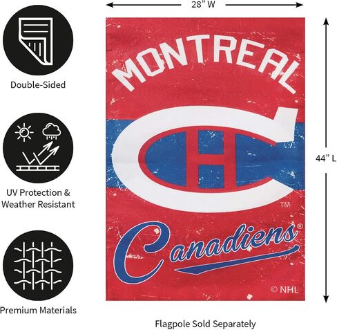 Team Sports America Montreal Canadiens NHL Vintage Linen House Flag - 28"W x 44"H Indoor Outdoor Double Sided Decor Flag for Hockey Fans in Saudi Arabia