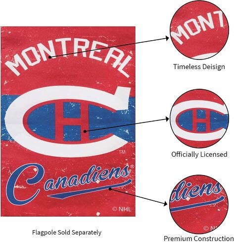 Team Sports America Montreal Canadiens NHL Vintage Linen House Flag - 28"W x 44"H Indoor Outdoor Double Sided Decor Flag for Hockey Fans in Saudi Arabia