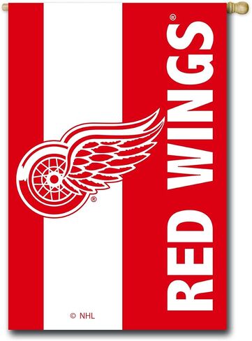 Team Sports America NHL Detroit Red Wings Embroidered Logo Applique House Flag, 28 x 44 inches Indoor Outdoor Double Sided Decor for Hockey Fans in Saudi Arabia