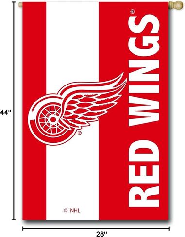 Team Sports America NHL Detroit Red Wings Embroidered Logo Applique House Flag, 28 x 44 inches Indoor Outdoor Double Sided Decor for Hockey Fans in Saudi Arabia
