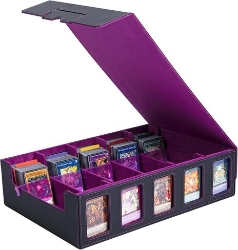 Trading Card Storage Box with Commander Display, 5-Row Deck Case (4000+ Cards), Magnetic Lid & Quick-View Windows, Waterproof PU for MTG, TCG & Sports Cards — 24 Dividers, 10 Stoppers in Saudi Arabia