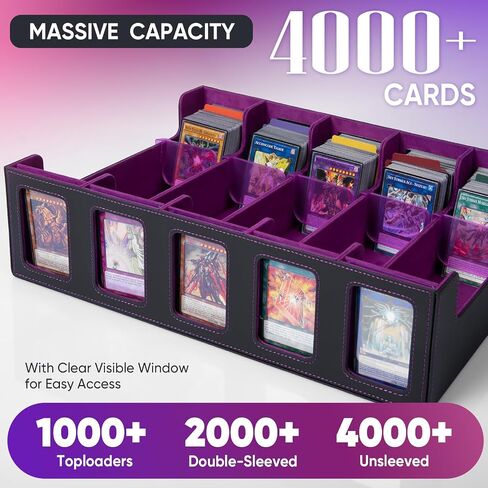 Trading Card Storage Box with Commander Display, 5-Row Deck Case (4000+ Cards), Magnetic Lid & Quick-View Windows, Waterproof PU for MTG, TCG & Sports Cards — 24 Dividers, 10 Stoppers in Saudi Arabia