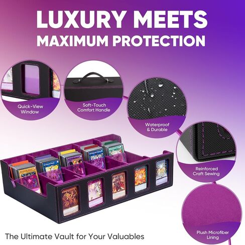 Trading Card Storage Box with Commander Display, 5-Row Deck Case (4000+ Cards), Magnetic Lid & Quick-View Windows, Waterproof PU for MTG, TCG & Sports Cards — 24 Dividers, 10 Stoppers in Saudi Arabia