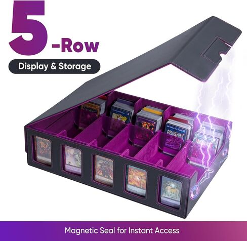 Trading Card Storage Box with Commander Display, 5-Row Deck Case (4000+ Cards), Magnetic Lid & Quick-View Windows, Waterproof PU for MTG, TCG & Sports Cards — 24 Dividers, 10 Stoppers in Saudi Arabia