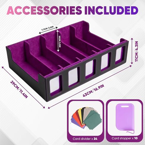 Trading Card Storage Box with Commander Display, 5-Row Deck Case (4000+ Cards), Magnetic Lid & Quick-View Windows, Waterproof PU for MTG, TCG & Sports Cards — 24 Dividers, 10 Stoppers in Saudi Arabia