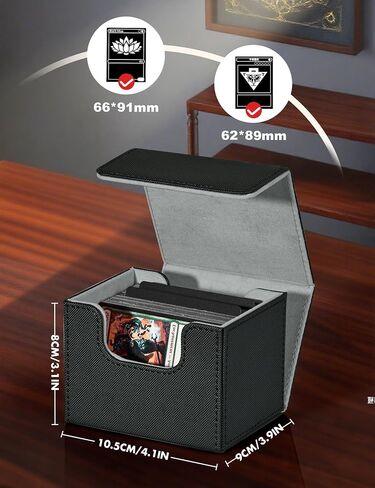 Card Deck Box for Trading Cards, MTG Commander Deck Box Holds 120+ Single Sleeved Cards, Leather Magnetic Card Storage Box Fits for TCG CCG Magic Cards (Black&Blue) in Saudi Arabia