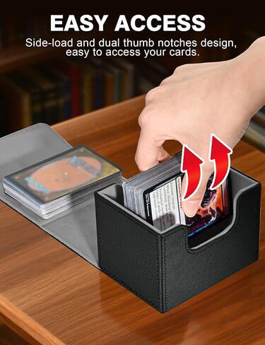 Card Deck Box for Trading Cards, MTG Commander Deck Box Holds 120+ Single Sleeved Cards, Leather Magnetic Card Storage Box Fits for TCG CCG Magic Cards (Black&Blue) in Saudi Arabia